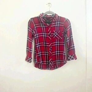 Rails red and black plaid flannel button down‎ XS